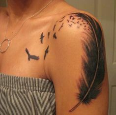 43 Cool Feather Shoulder Tattoos