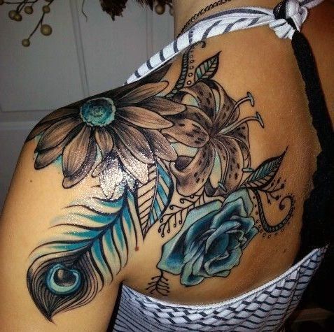 65 Elegant Peacock Feather Shoulder Tattoos