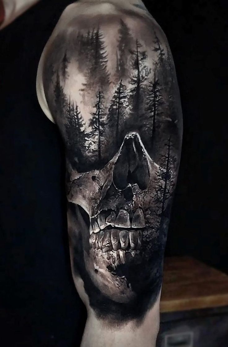 48 Cool Skull Shoulder Tattoos
