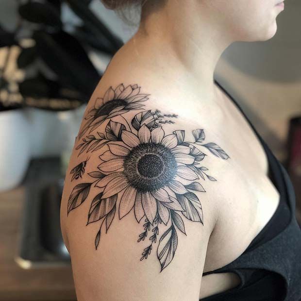 85 Freaky Sunflower Tattoos On Shoulder