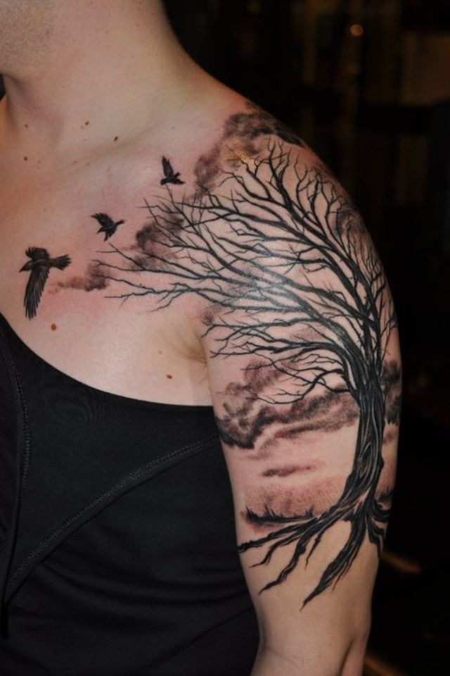 51 Classy Tree Shoulder Tattoos