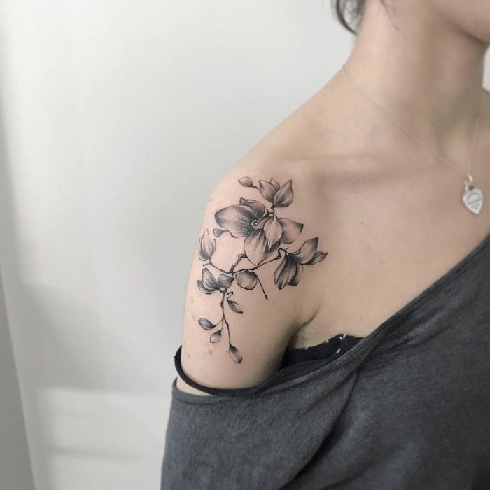 70 Fantastic Orchid Tattoo On Shoulder Photos