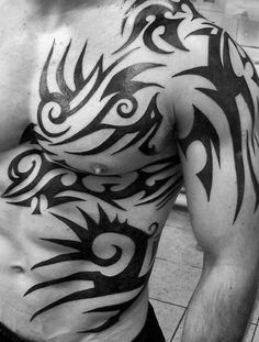 40 Brilliant Tribal Chest Shoulder Tattoos