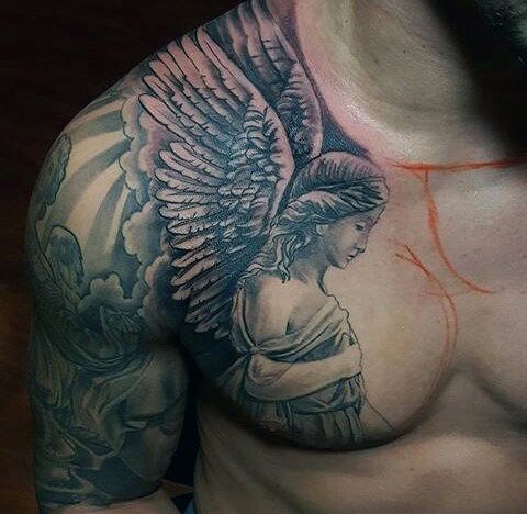 46 Cool Angel Tattoos On Chest