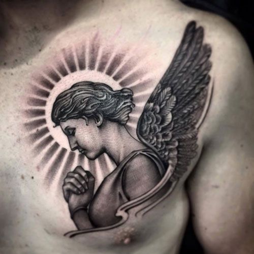 16 Awesome Angel Tattoo On Chest Pictures