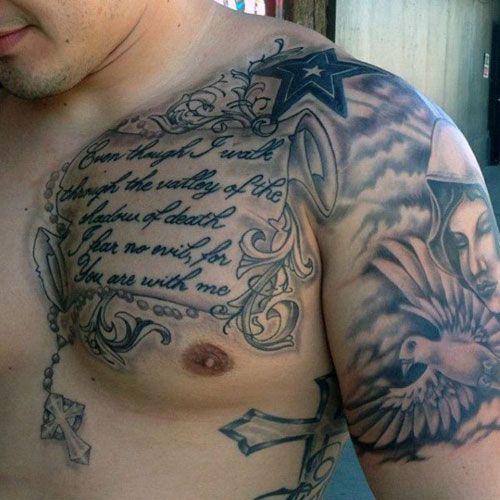 26 Adorable Chest To Arm Tattoo Pics