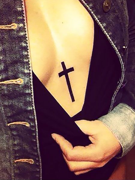 20 Attractive Cross Chest Tattoo Pictures