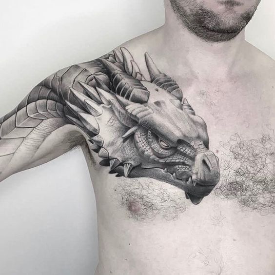 27 Adorable Dragon Tattoo On Chest Images