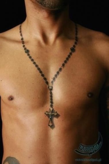36 Brilliant Rosary Chest Tattoo Pics