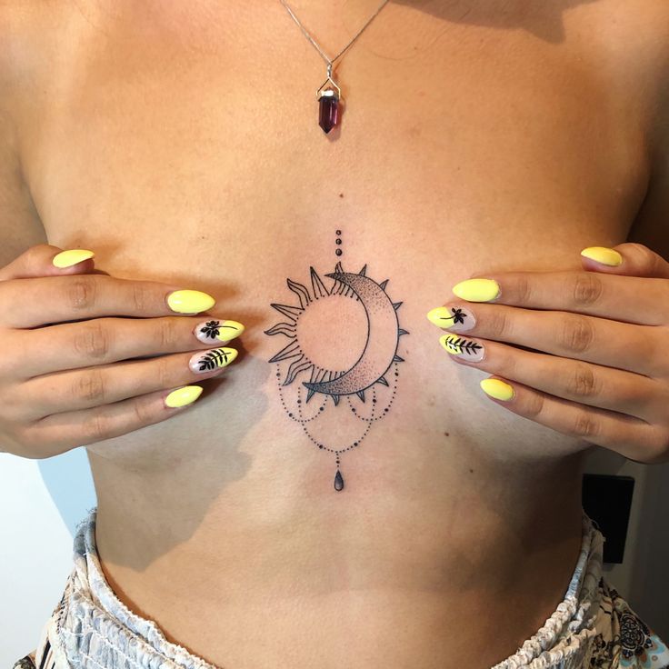 39 Brilliant Sun Chest Tattoo Pics