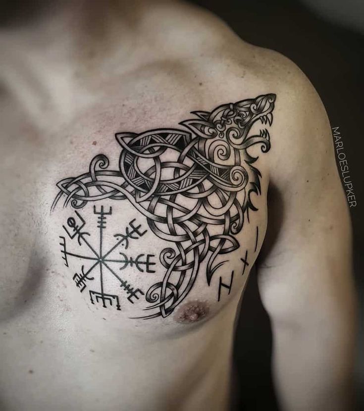 48 Cool Viking Chest Tattoo Images