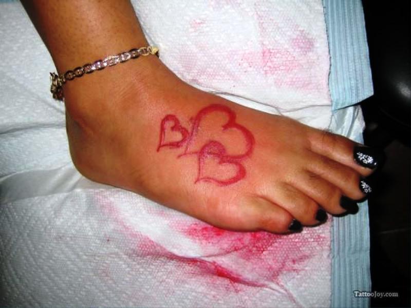 76 Brilliant Pink Heart Foot Tattoo Pictures