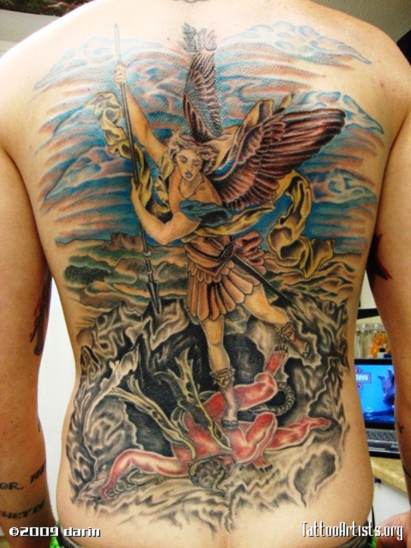 52 Classy Archangel Back Tattoo Photos