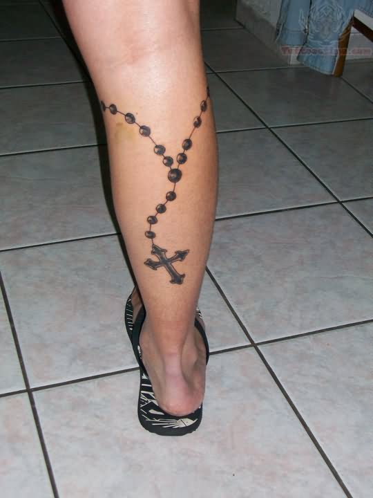 48 Wonderful Cross Tattoos On Leg