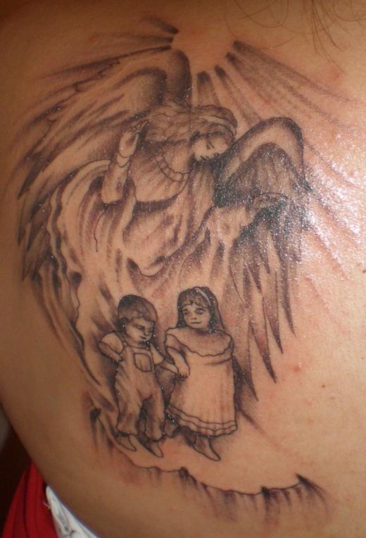 112 Lovely Memorial Angel Back Tattoo Pictures