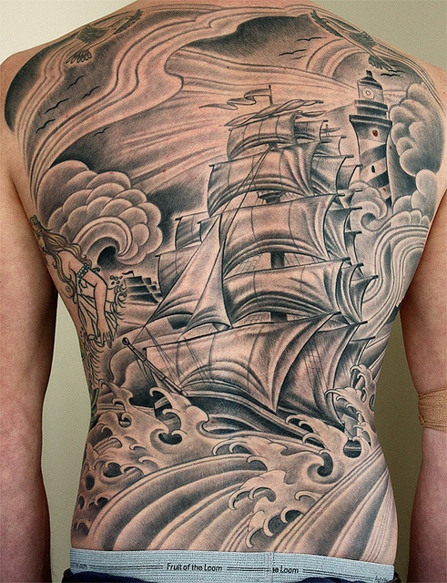 51 Perfect Ship Back Tattoo Images