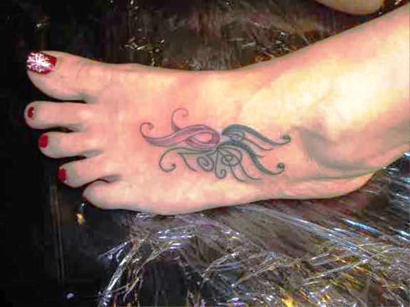42 Magnificent Cancer Ribbon Tattoo Designs For Foot