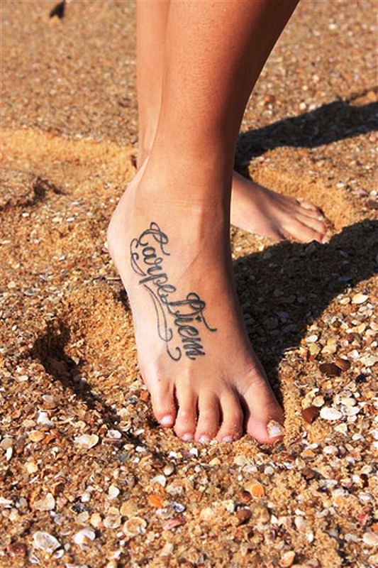 31 Excellent Carpe Diem Foot Tattoo Photos