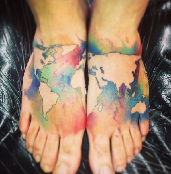 47 Nice Map Tattoos For Foot