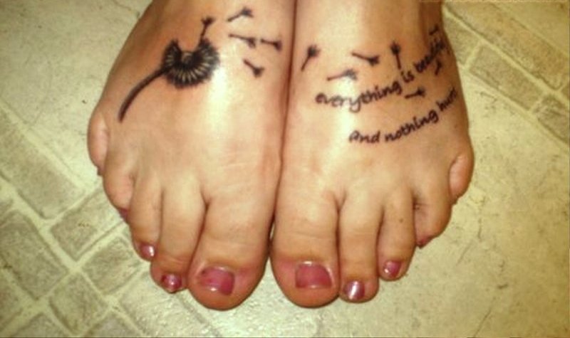 38 Great Dandelion Foot Tattoo Pics