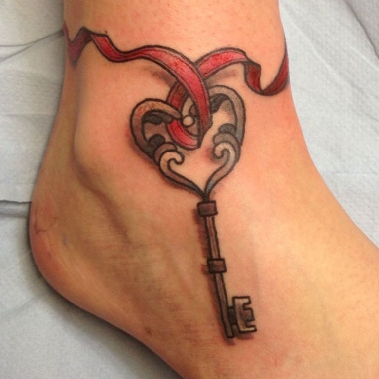 35 Fantastic Key Tattoos For Foot Pics