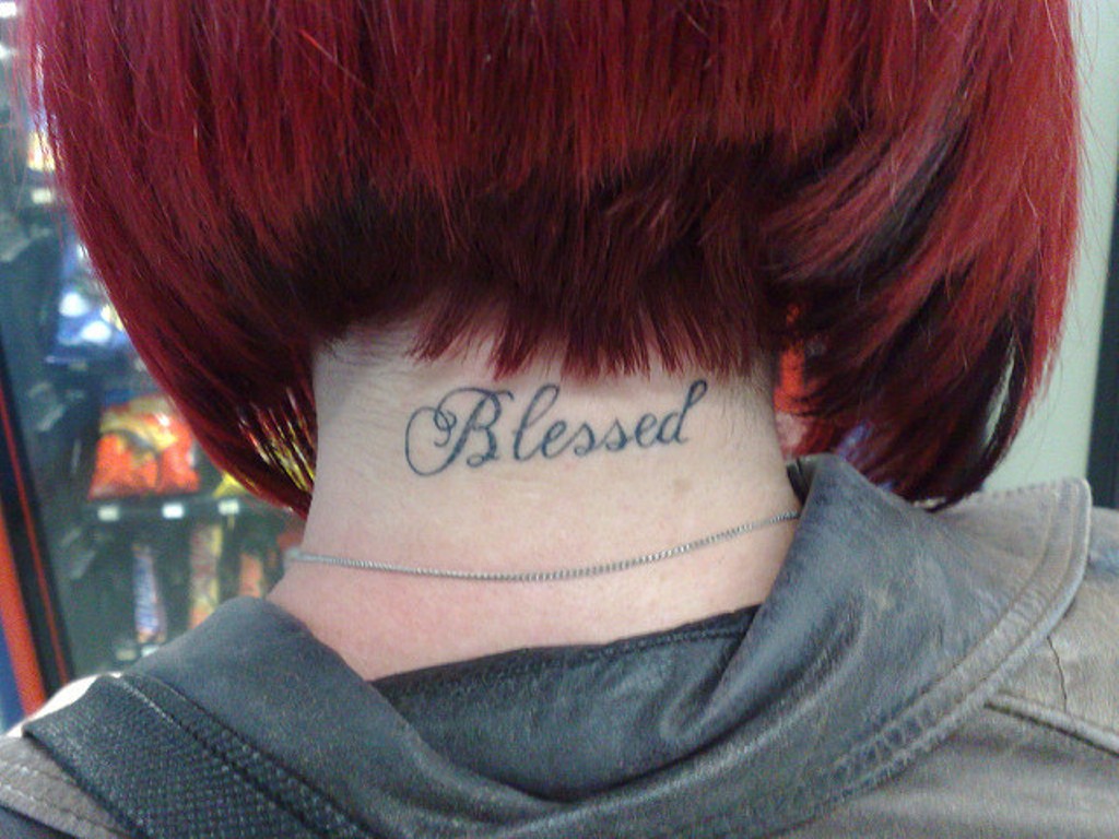 18 Incredible Blessed Neck Tattoo Images