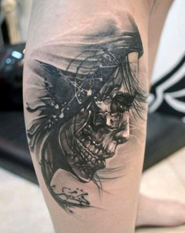 118 Superb Skull Leg Tattoo Pictures